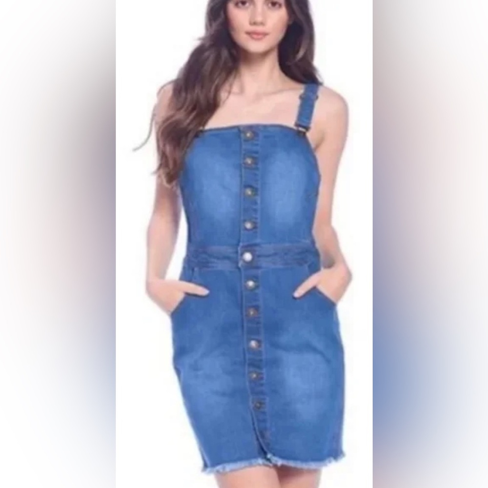 Medium Wash Denim Overall Dress